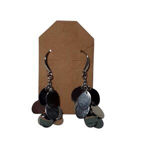 Pierced Earrings Silver-Tone Oval Cascade Cluster Long Dangle Drop